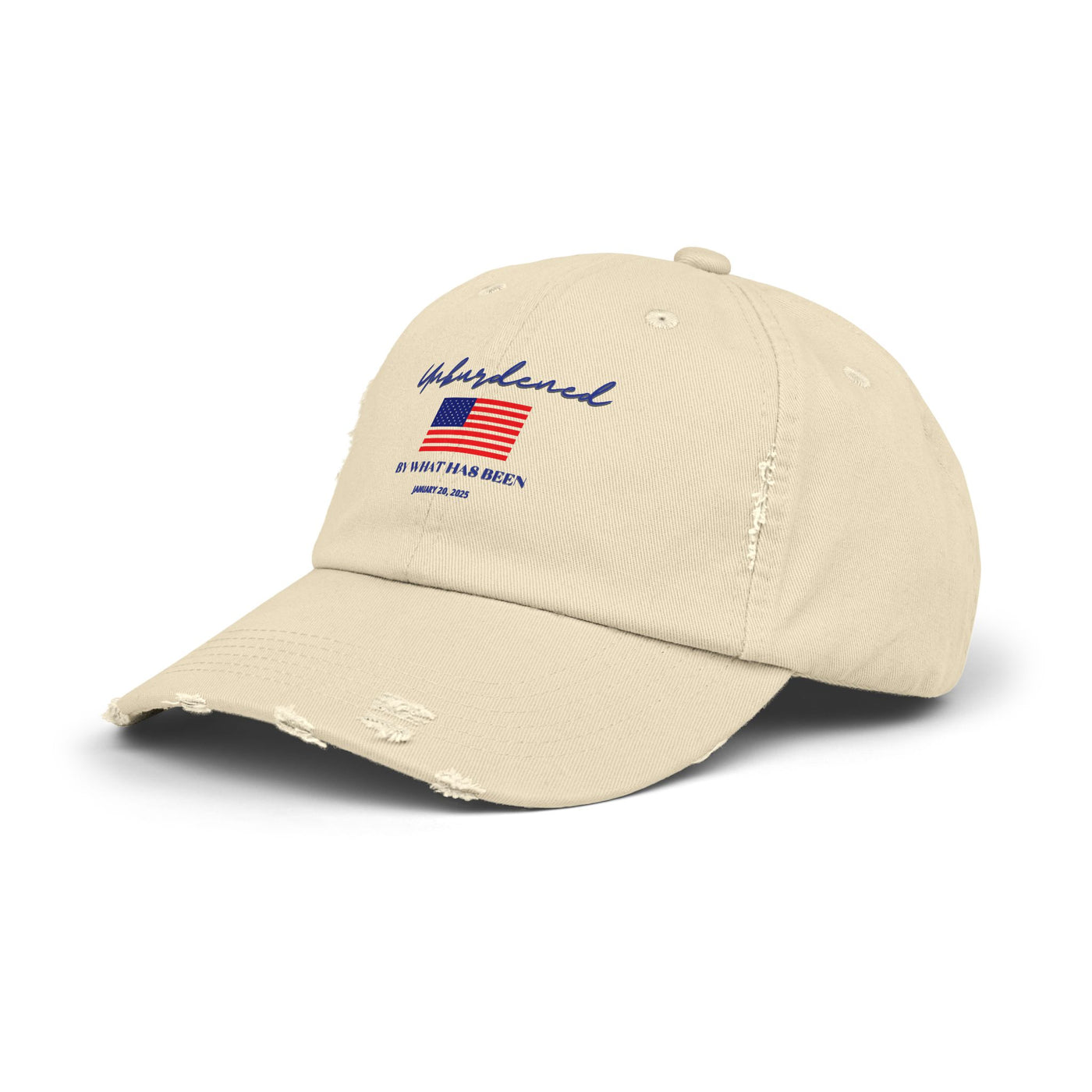 UNBURDENED BY WHAT HAS BEEN FLAG BASEBALL CAP