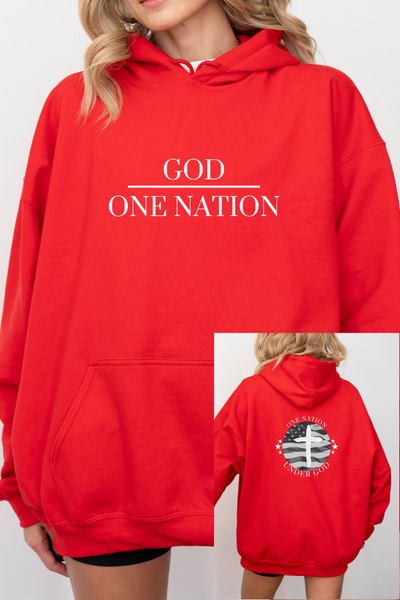 One Nation Under God Hoodie - 2 sided print (Gildan)