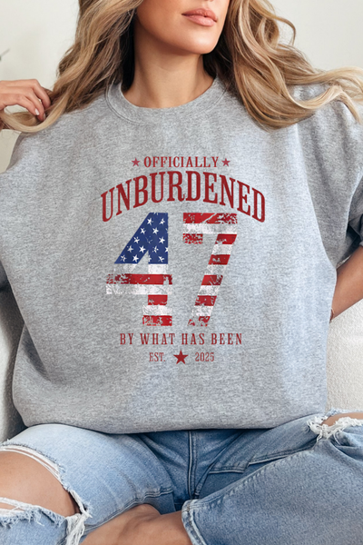 47 OFFICIALLY UNBURDENED BY WHAT HAS BEEN SWEATSHIRT (GILDAN)