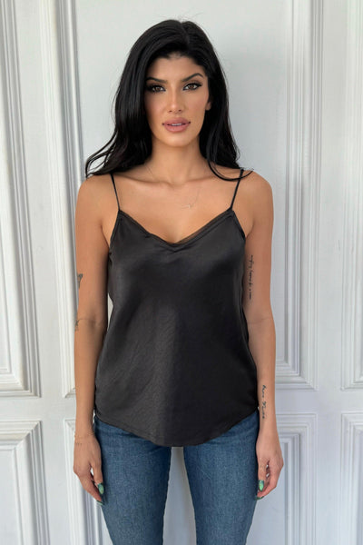 AMELIA CAMISOLE , TANKTOP , It's NOMB , BIAS CUT SATIN TANK, BLACK SATIN TANK, SATIN TANK TOP, SATIN V-NECK TANK , It's NOMB , itsnomb.com