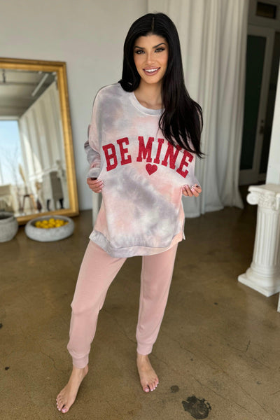 BE MINE SWEATER , , It's NOMB , BE MINE PULLOVER, RED GLITTER TIE DYE PULLOVER, TIE DYE VALENTINES DAY PULLOVER , It's NOMB , itsnomb.com