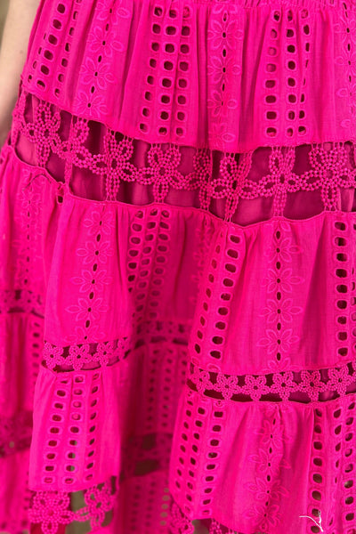 LUNA STRAPLESS MIDI DRESS (SIZE LARGE LEFT) , Dresses , it’sNOMB. The Label , a line lace midi dress, CROCHET LACE DRESS, Dress, Dresses, dresses for spring, EYELET LACE DRESS, fuschsia dress, hot pink dress, LACE DRESS, lace dresses, magenta dress, midi, MIDI DRESS, MIDI LENGTH, MIDI LENGTH DRESS, pink dress, pink lace dress, SMOCKED BODICE LACE DRESS, spring dress, spring dresses, summer dress, SUMMER DRESSES, Wedding Guest Dress , It's NOMB , itsnomb.com