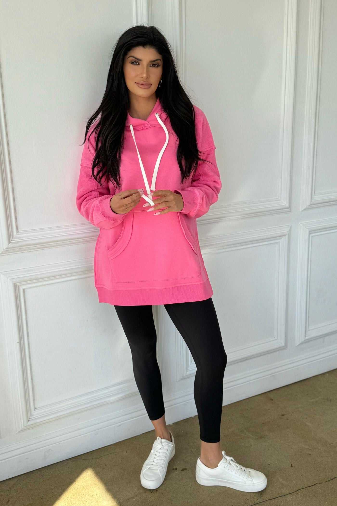 MARGOT HOODIE , SWEATER , It's NOMB , PINK COZY HOODIE, PINK LONG SWEATSHIRT , It's NOMB , itsnomb.com