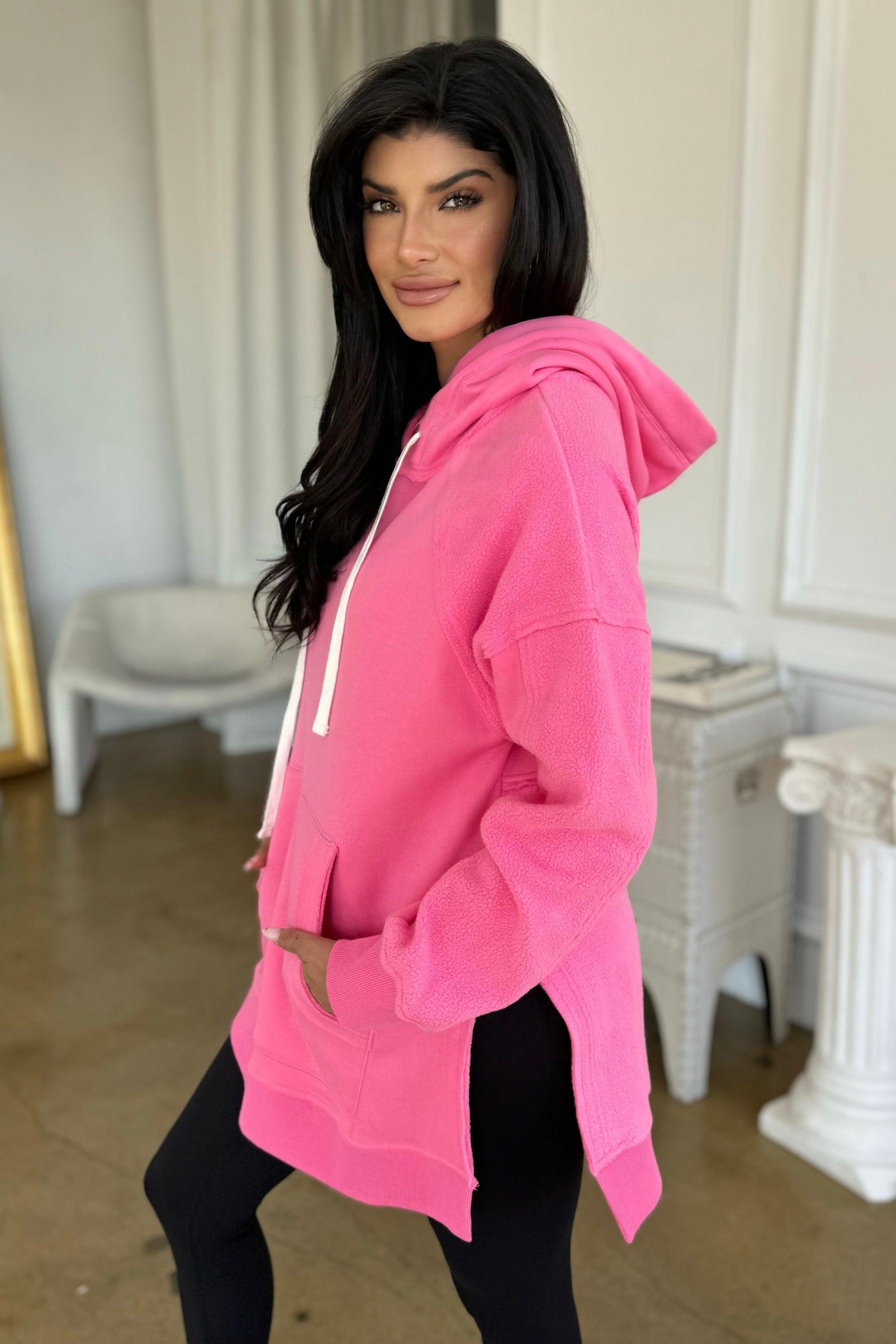 MARGOT HOODIE , SWEATER , It's NOMB , PINK COZY HOODIE, PINK LONG SWEATSHIRT , It's NOMB , itsnomb.com