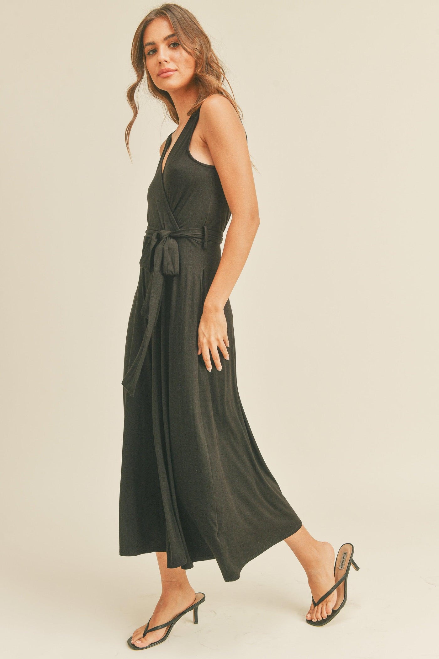 SIENNA JUMPSUIT , , It's NOMB , BELTED DRESSY JUMPSUIT, RAYON MODAL JUMPSUIT, VNECK JUMPSUIT , It's NOMB , itsnomb.com