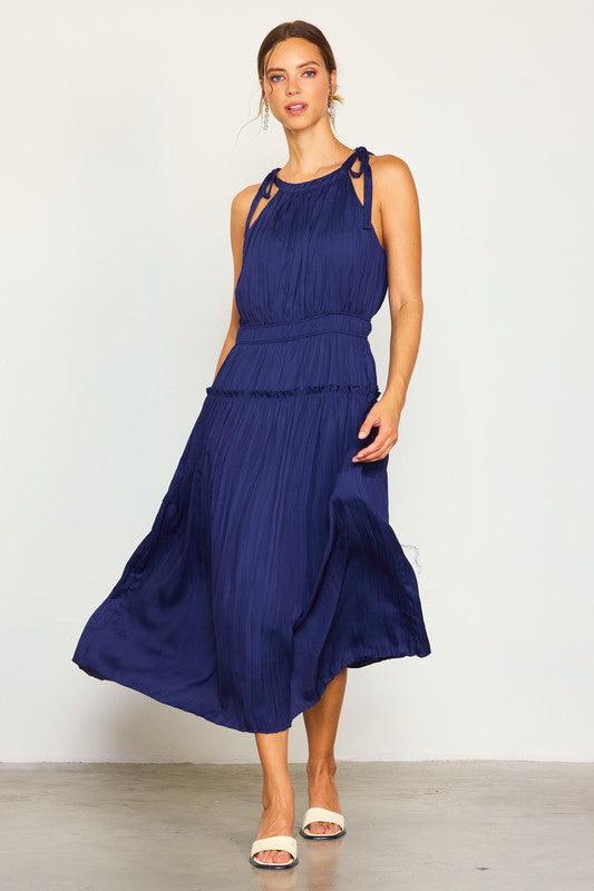 THE HEADTURNER DRESS , DRESS , It's NOMB , HALTER DRESS, NAVY BLUE DRESS, PLEATED DRESS, Wedding Guest Dress, wedding guest dresses , It's NOMB , itsnomb.com