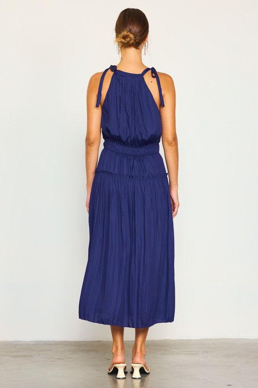 THE HEADTURNER DRESS , DRESS , It's NOMB , HALTER DRESS, NAVY BLUE DRESS, PLEATED DRESS, Wedding Guest Dress, wedding guest dresses , It's NOMB , itsnomb.com